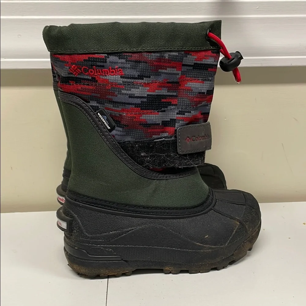 Columbia Kids Rain & Snow Boots - Green and Red
